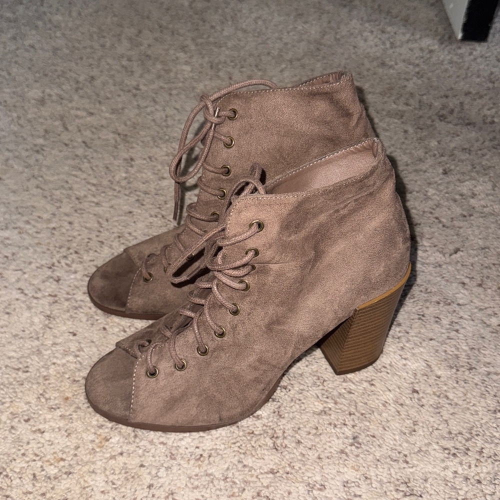 Blush Lace-Up Ankle Boots